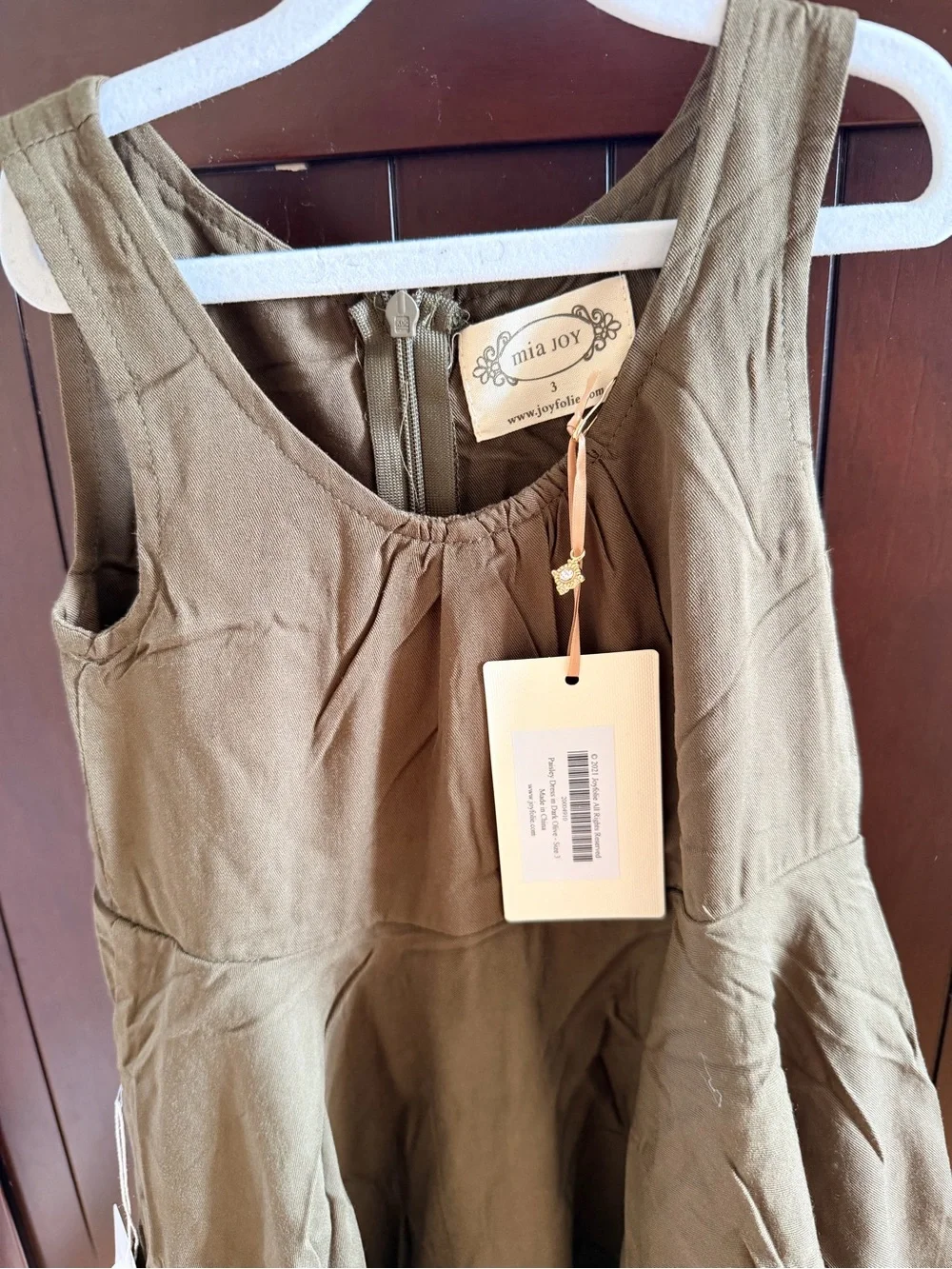 Joyfolie Olive Green Ruffle-Hem Girls Dress